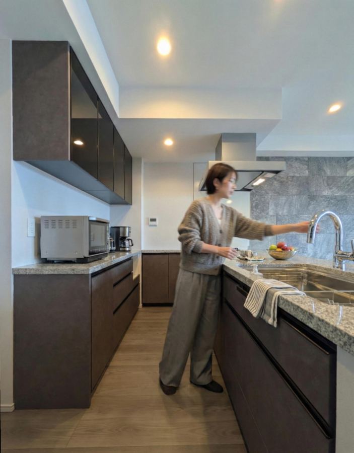 幅168cmのカップボードモデルルームと同じオーダー