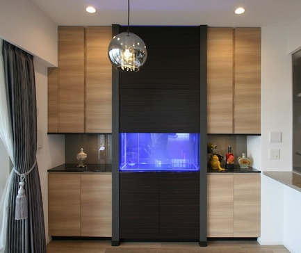 ビルトイン水槽リビングダイニング収納 壁面設置の水槽台