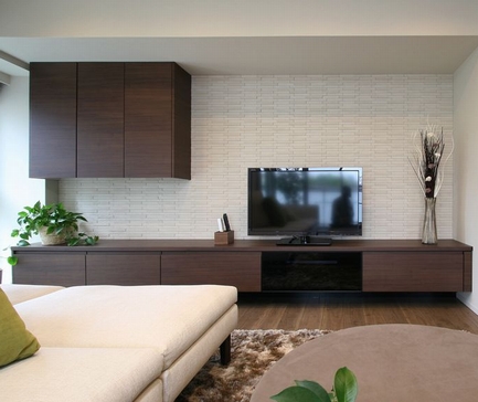 モデルルームと同等の壁面収納＆テレビボード＋エコカラット仕上げ