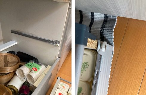 キッチン引き出しレール交換